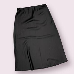 LK Luv Black Silky Midi Skirt Medium Made In USA